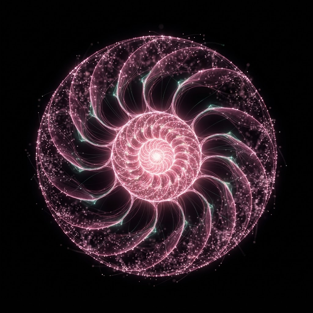 Nautilus spiral of luminous data points