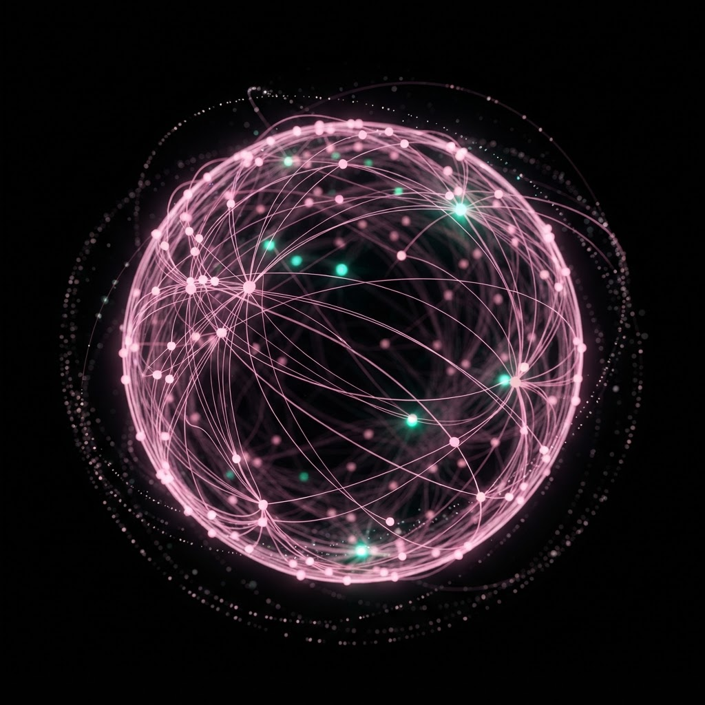 Global network sphere of luminous signals